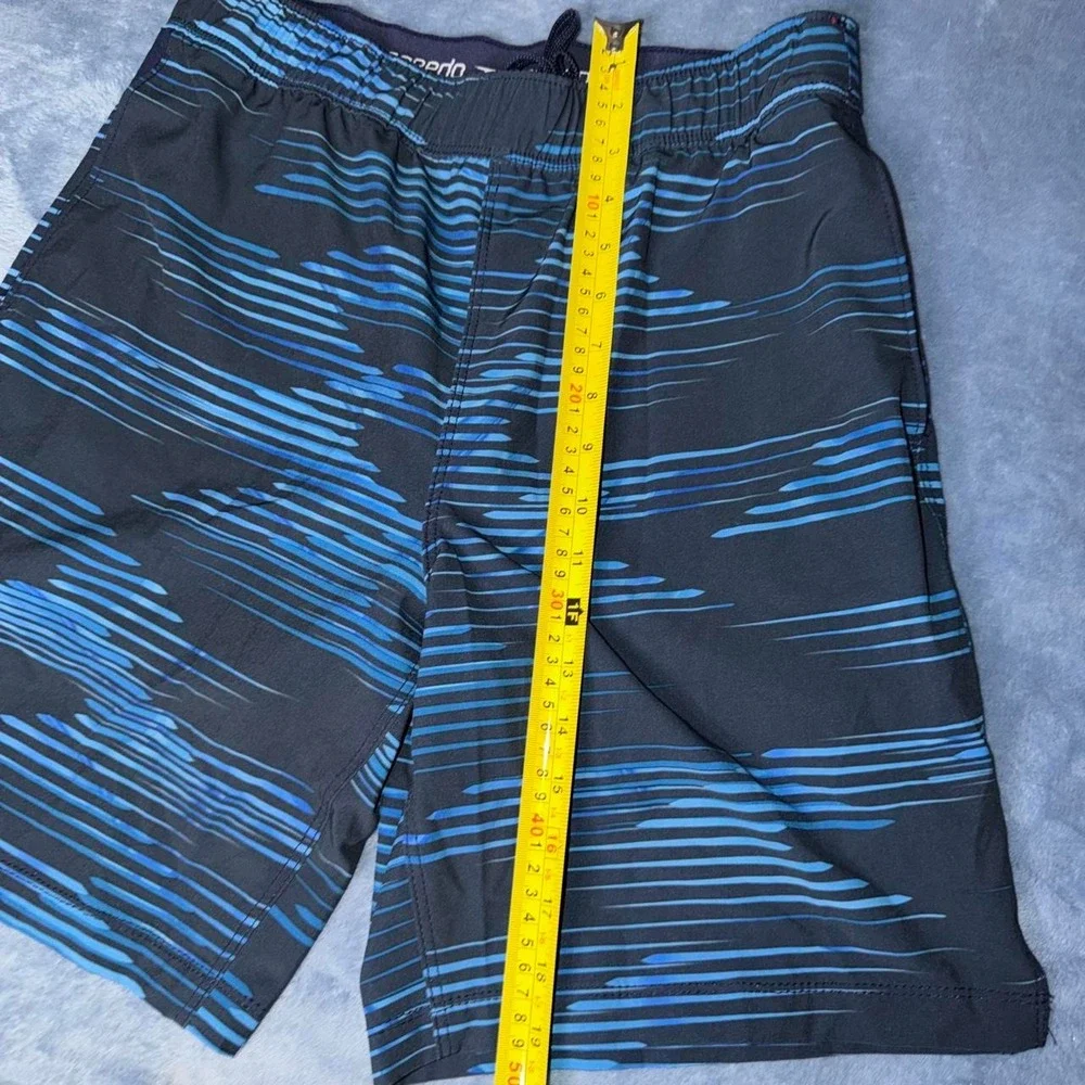 Speedo black & blue striped swim shorts